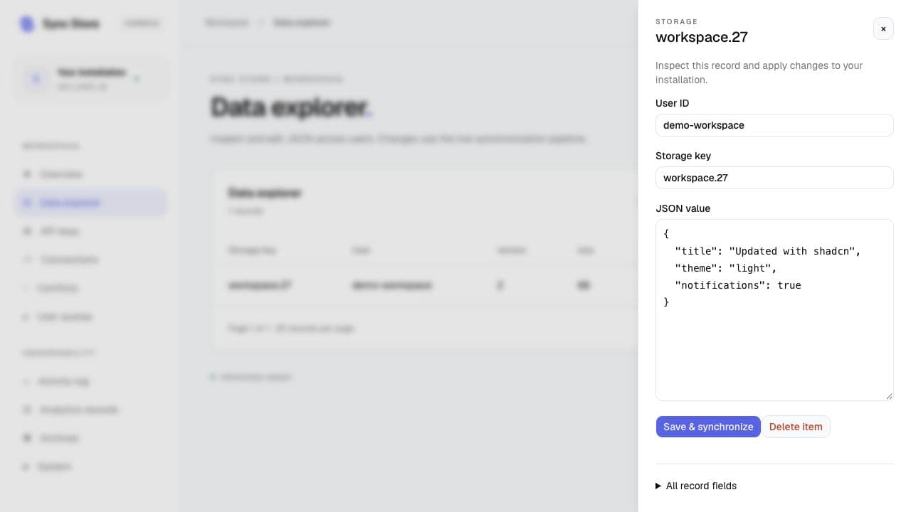 Data explorer with the shadcn record editor